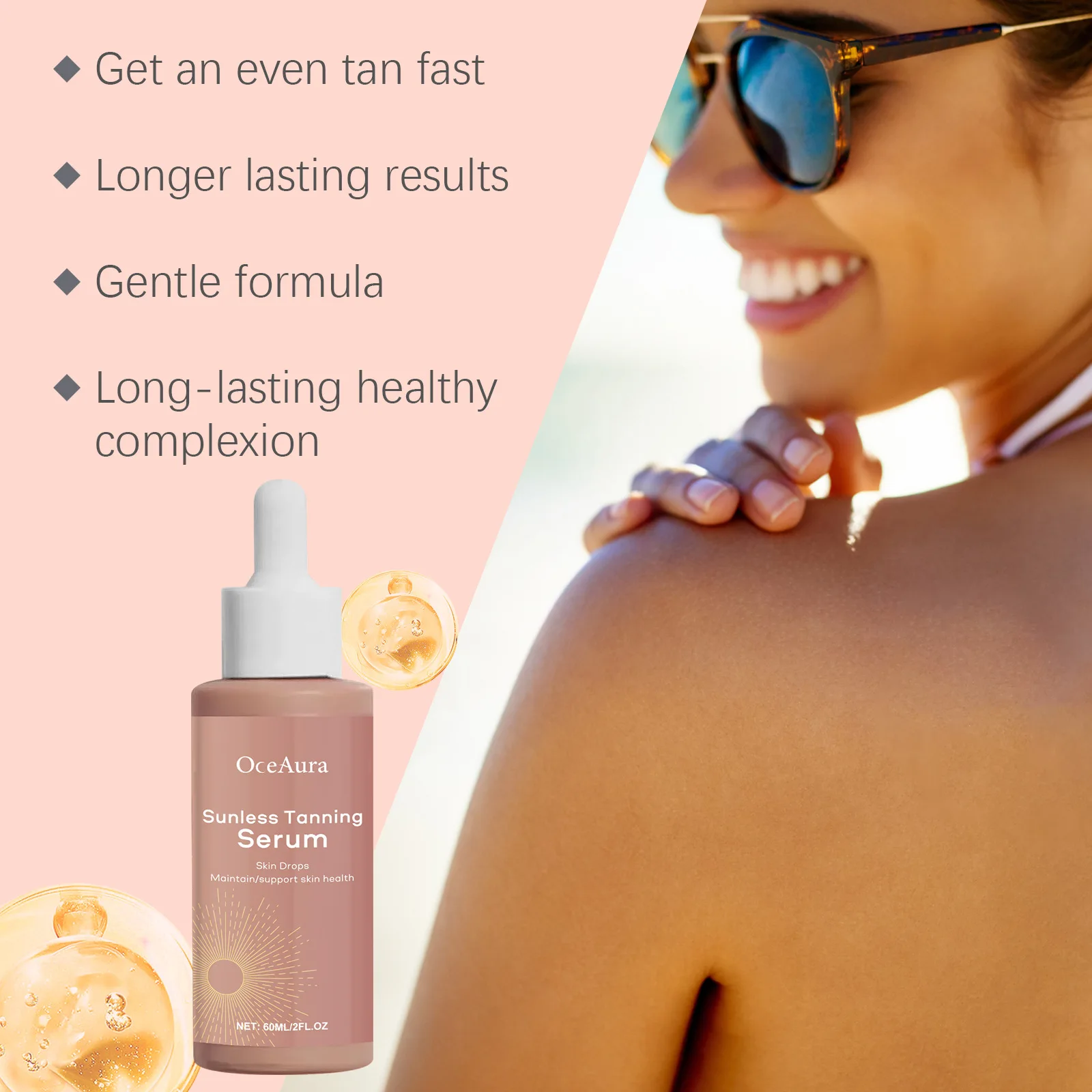Herbal Sunless Tanning Lotion Serum Promote Melanin Production Natural Bronzer Darker Against Sunburn Self Tanner Drops Liquid sunless tanning lotion