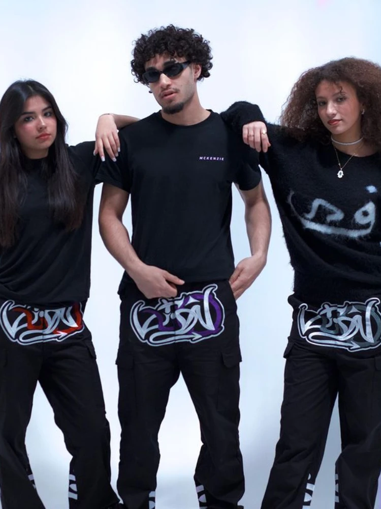 

Y2k Cargo Pants Streetwear Baggy Black Pants Men Women New Harajuku Hip Hop Fashion Punk Rock Gothic Wide Sweatpants Trousers