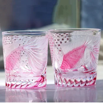 Bicchiere da whisky Edo Kiriko realizzato a mano in oro rosa tagliato a mano per bicchieri trasparenti per cocktail Brandy Rocce ghiacciate Whisky in confezione regalo 1
