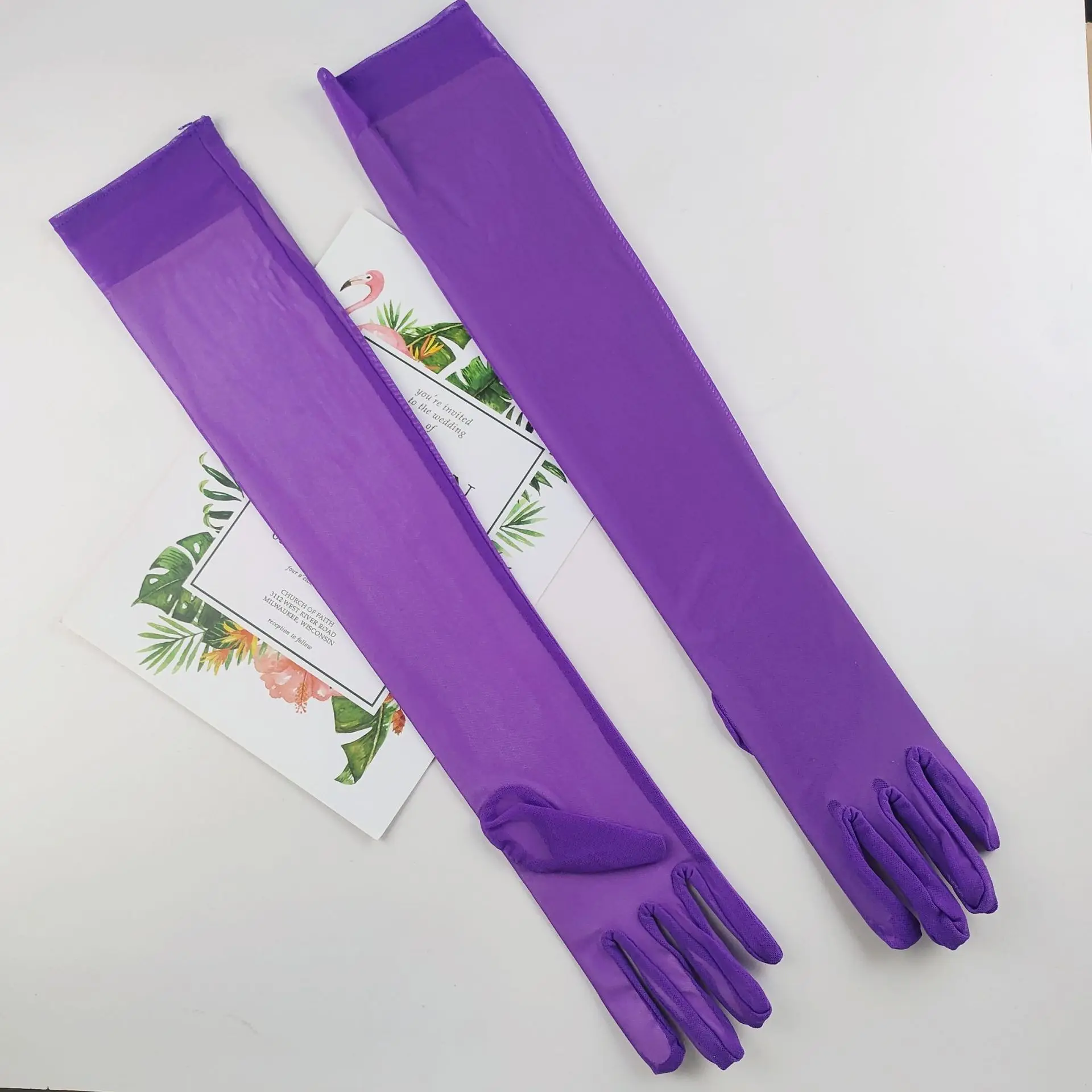 

Fashion Long Semi Sheer Tulle Gloves Stretchy Lace Nylon TECH Touchscreen Special Occasion Women Evening Dance Party Gloves