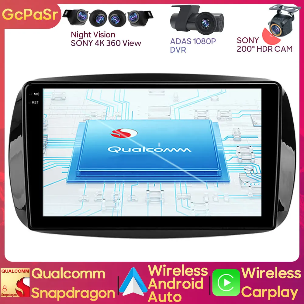 

Qualcomm Car Radio For Mercedes Benz Smart Fortwo 3 C453 A453 W453 2014 - 2020 Android Auto GPS Navigation Multimedia No 2 Din