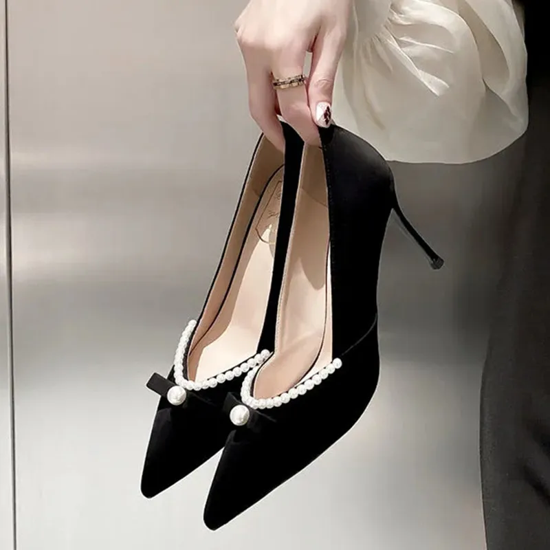 evening shoes with pearls