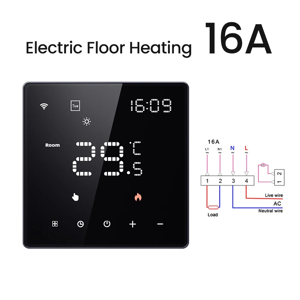 

Wifi Thermostat More Comfortable App Control 4400w Load Voice Control Stable Power Saving Wireless Thermostat Energy Saving