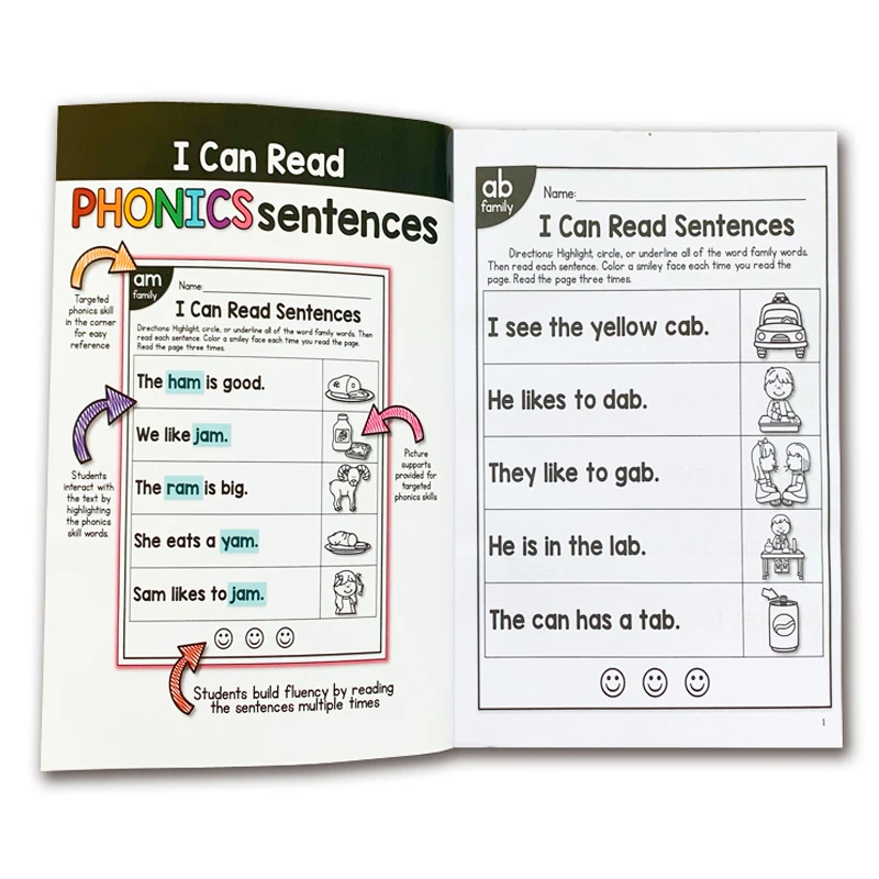113 P English Phonics sentence Practice Book I Can Read Exercise Book for kid children learning English Educational toy Kid Game 2