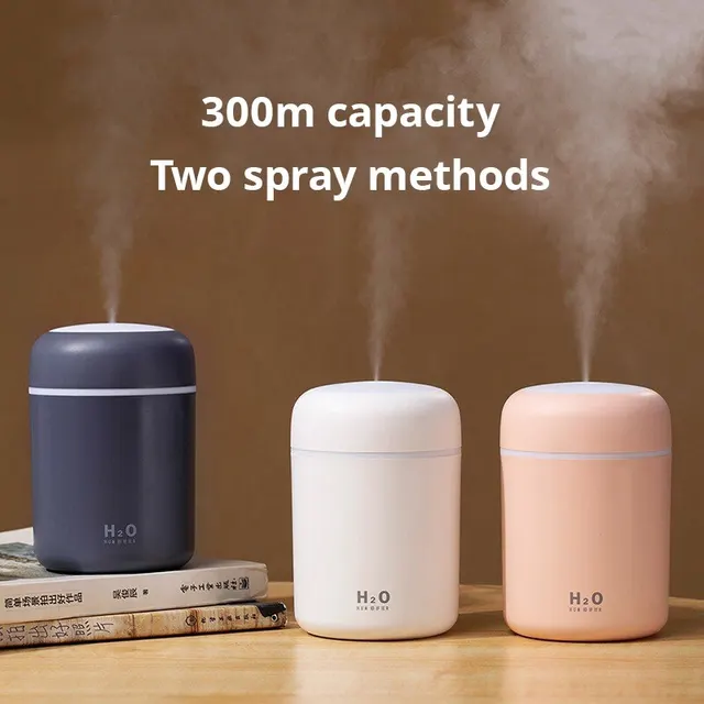 USB Cool Mist Sprayer Portable 300ml Electric Air Humidifier Aroma Oil Diffuser with Colorful Night Light for Home Car 2