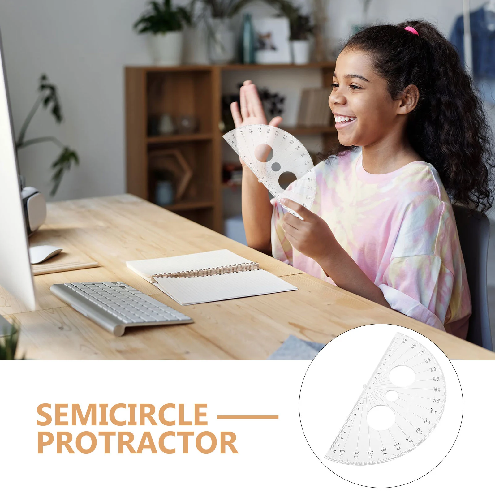 Plastic Transparent Ruler Protractor Triangle Ruler Protractor Stationery for School Half Circle Ruler Student Tape Drawing