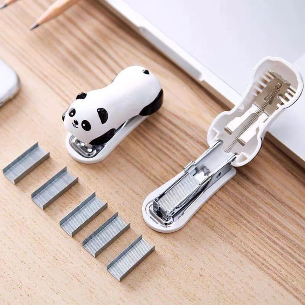 Mini Stapler Set Cute Little Animals Panda Stapler Set Escolar Papelaria School Office Supply Student Prize Birthday Gift