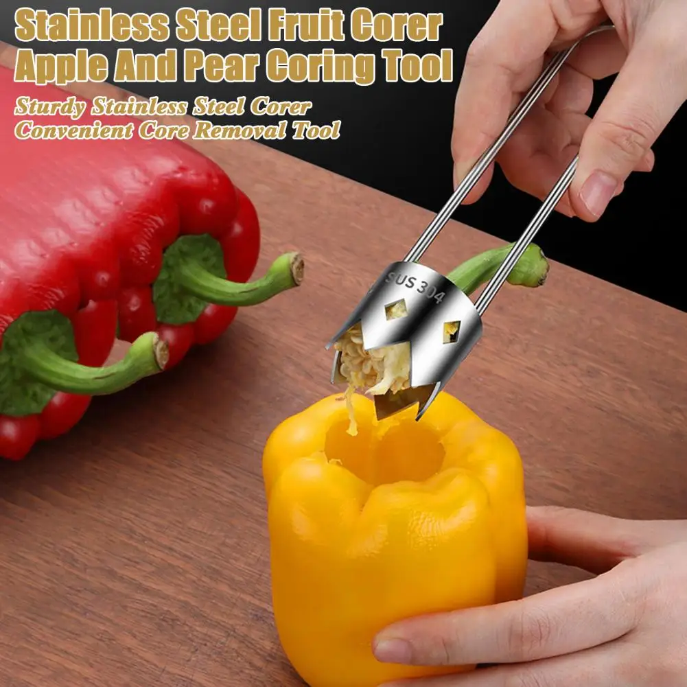 1Pc Stainless Steel Core Remover Tool For Red Bell Peppers Pear Fruit Corer Easy Twist Pull Multifunctional Kitchen Gadget_voghion.com