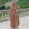 2024 summer new fashion patchwork three-layer chiffon flared sleeves flowing cardigan dress robe 2