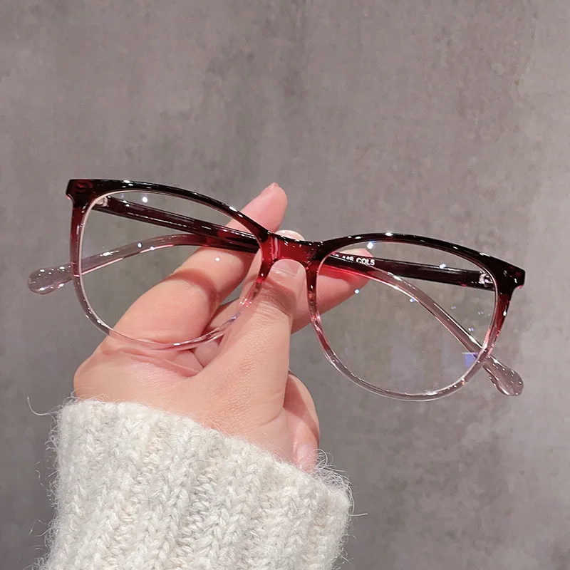 TR90 Anti Blue Light Cat Eye Reading Glasses Women Luxury Optical Computer Eyewear Female Ultralight Double Color Frame Glasses 3