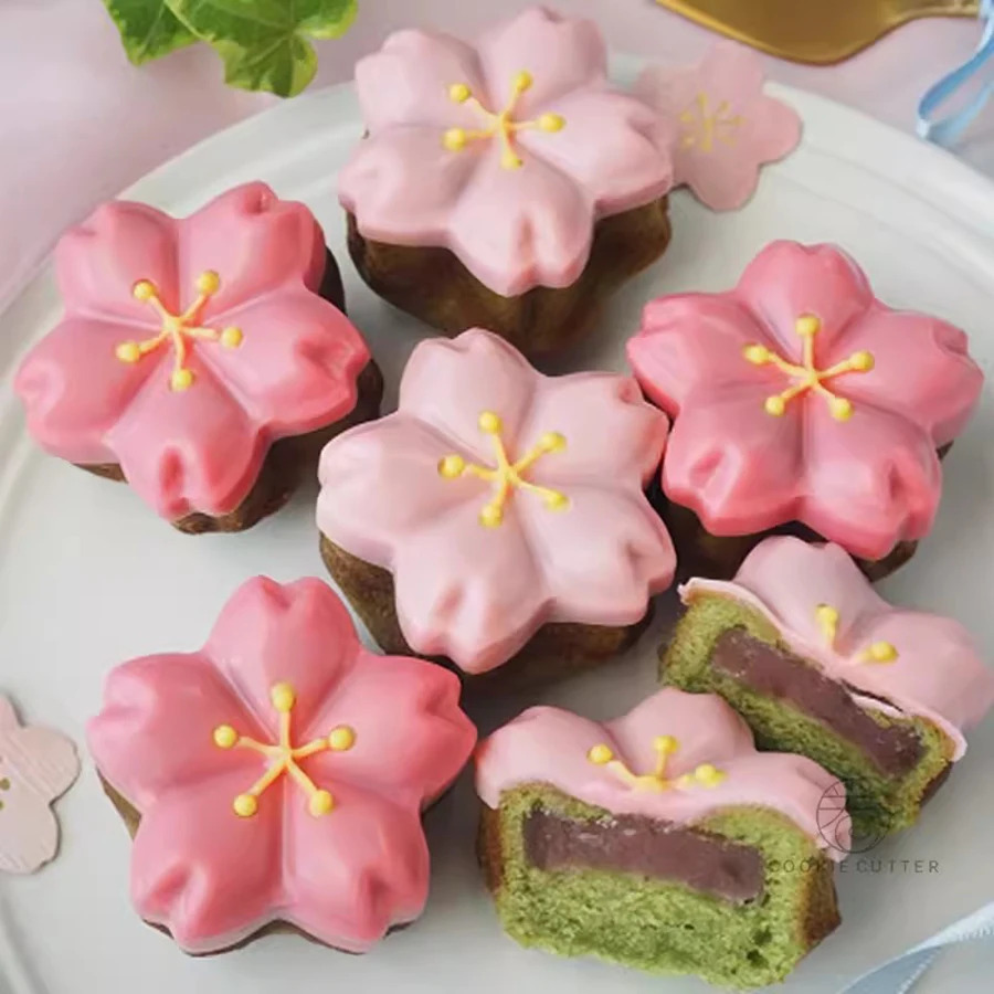 6 Cavity Cherry Blossom Flower Shape Carbon Steel Madeleine Muffin Cake Pan Bread Mousse Cake Baking Accessories Kitchen Mold