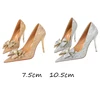 Women Gentle 7.5cm 10.5cm High Heels Scarpins Wedding Bridal Low Heels Lady Pearl Crystal Bowknot Luxury Party Gold Silver Pumps 1