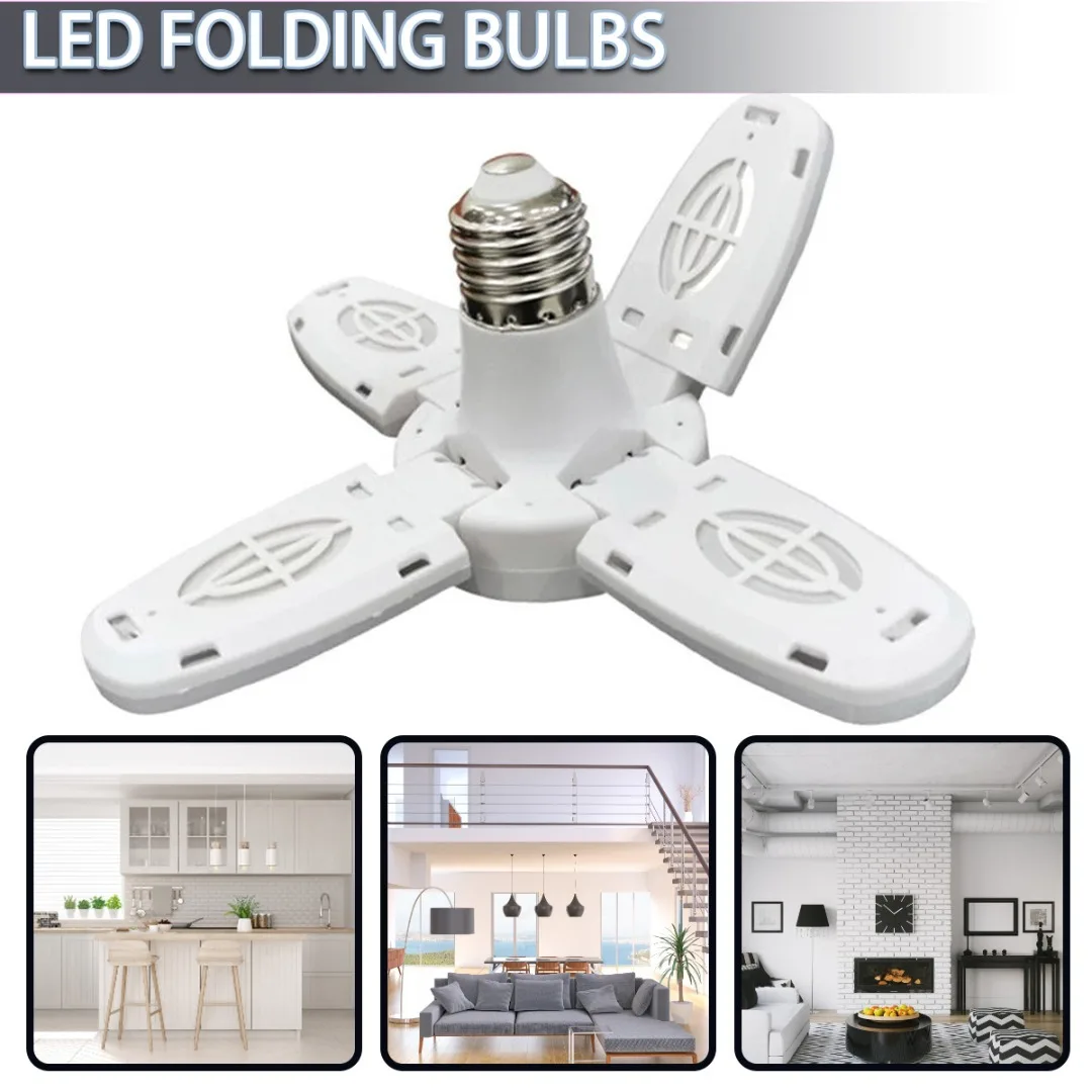 

85-265V Adjustable E27 LED Garage Lamp Bulb Folding 28W Deformable Ceiling Fixture Lantern For Warehouse Workshop