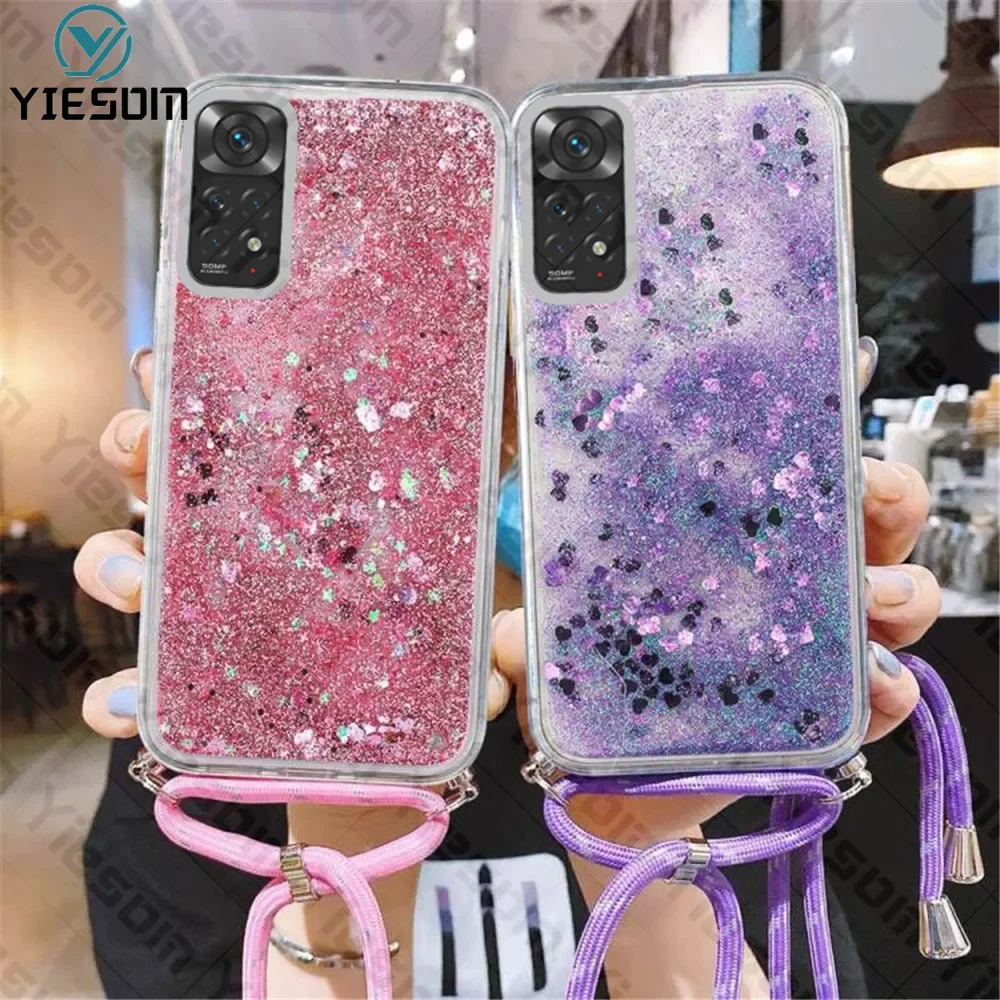 Sparkling Glitter Lanyard Case with Bling Design for Redmi Note & Redmi Series Smartphones