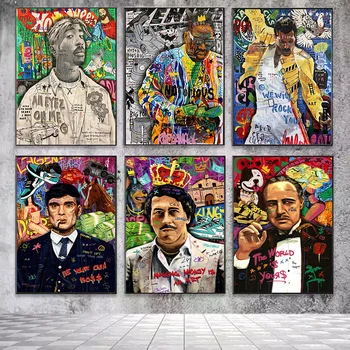 Quadri su tela con rapper, star del cinema, graffiti, poster e stampe, immagini artistiche su tela per decorare il soggiorno e la casa