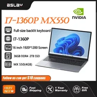 Gaming Laptop 16 Inch Intel Core I7-1360P NVIDIA MX550 4G 36GB DDR4 2TB SSD Window 11 12 Cores 16 Threads Portables Netbook