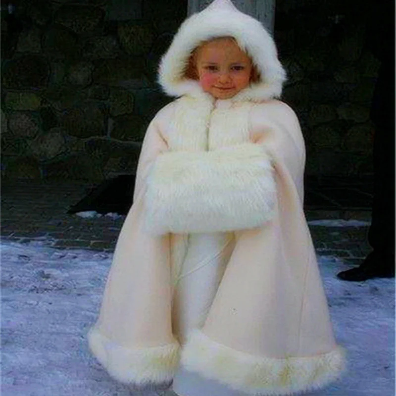 

Child Girl Cape White Elegant Wedding Cloaks Bridal Faux Fur Winter Wedding Accessories Bridal Wraps Bridal Cedding