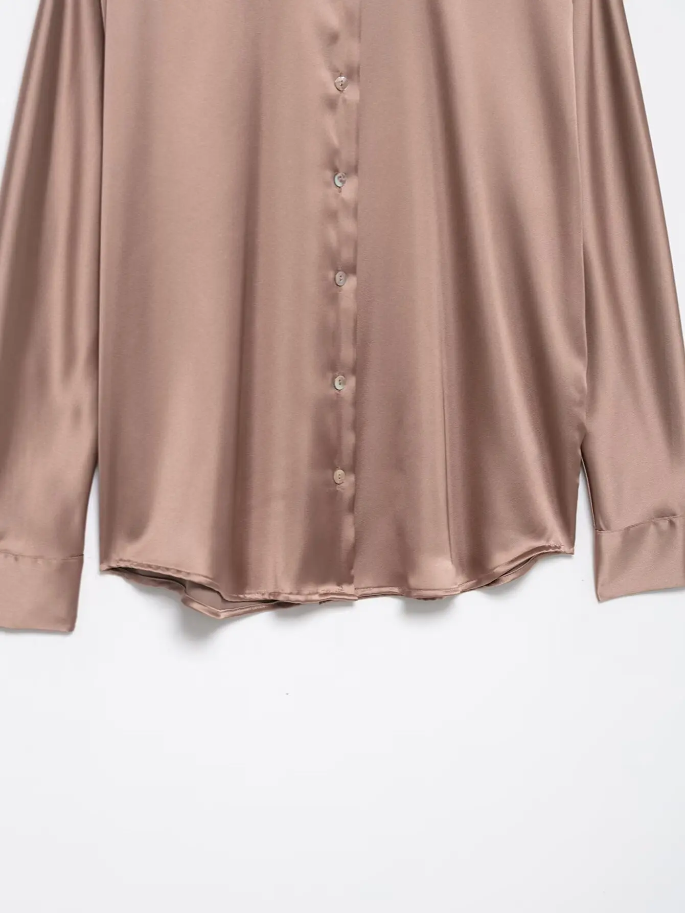 Women's Elegant Satin Shirts Spring Autumn New Female Single-Breasted Lapel Full Sleeve Shirt Lady Fashion Ol Solid Blouse