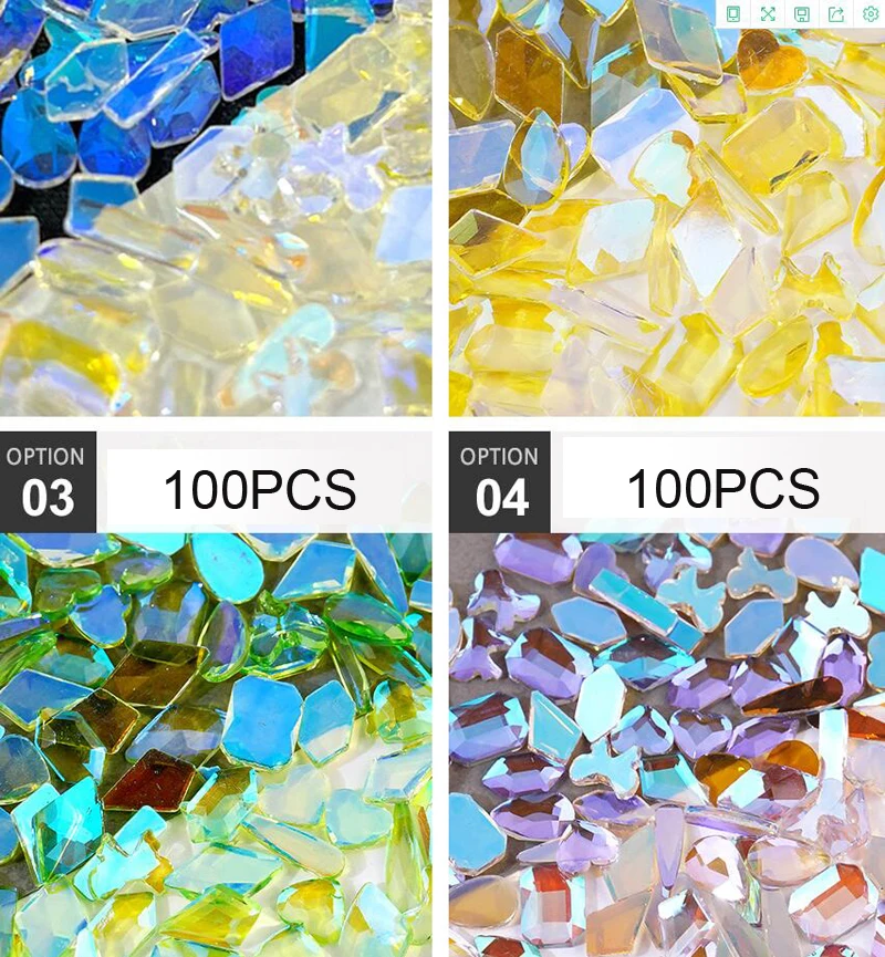 Nail Art Ice Clear Stone Mix Ice Stone Mix 100pcs Gel Nail Ingredients Large Capacity Pack 100PCS Clear Ice Mix Stone
