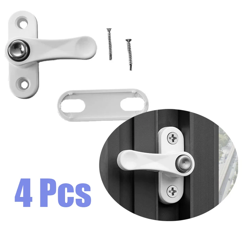 4 Pcs T Shape Window Locks Sash Blocker Jammer Window Restrictor Lock with Knob for Home PVC Improve Security