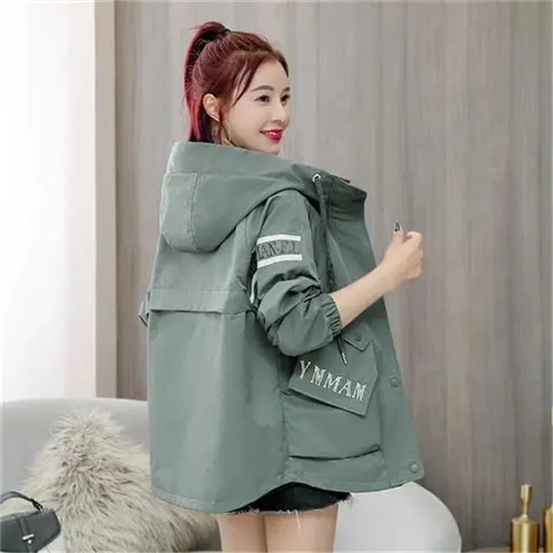 Windbreaker Women's 2022 Spring Autumn Korean Version Loose Women's Short British Style All-match Casual Tooling Jacket Ins Tide