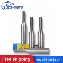 

UCHEER 1pc 1.5-6mm TCT 2edge Straight Milling Slotting Cutter Trimming Woodworking Head Gong End Mill Machine Tool