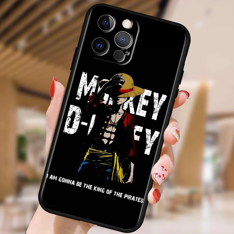 thumbnail image 1 of Funda de teléfono de dibujos animados de Anime de una pieza para Apple iPhone 15 14 13 12 Pro Max Mini 11 Pro XS Max X XR 6 7 8 Plus SE 2020, negra, suave, 1 of 5
