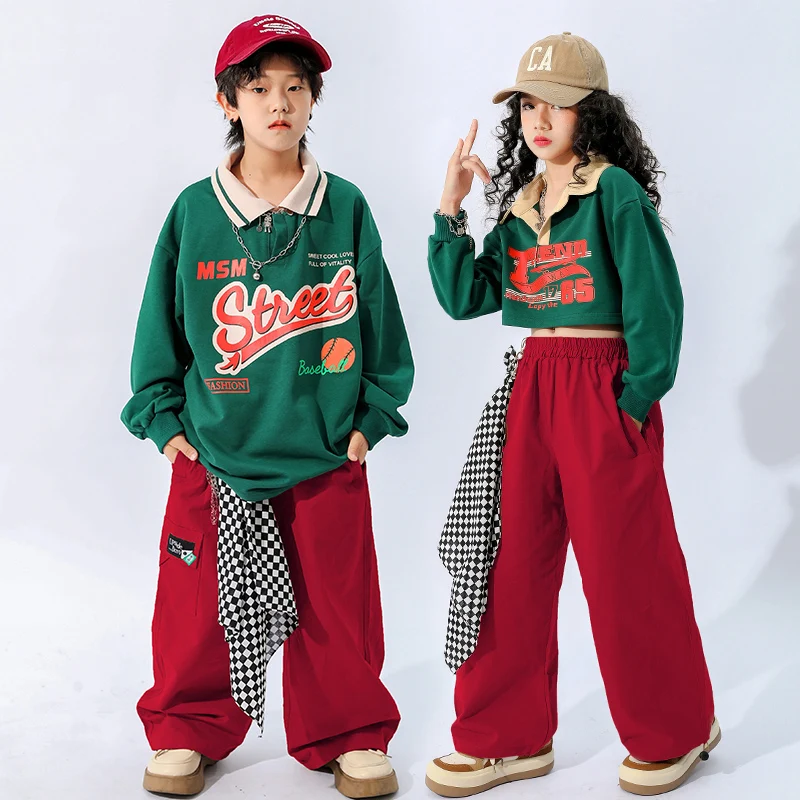 

Children Hip Hop Dancing Clothes Boys Loose Street Dance Practice Wear Jazz Dancewear Tracksuit Jazz Dance Tops Pants YS4735