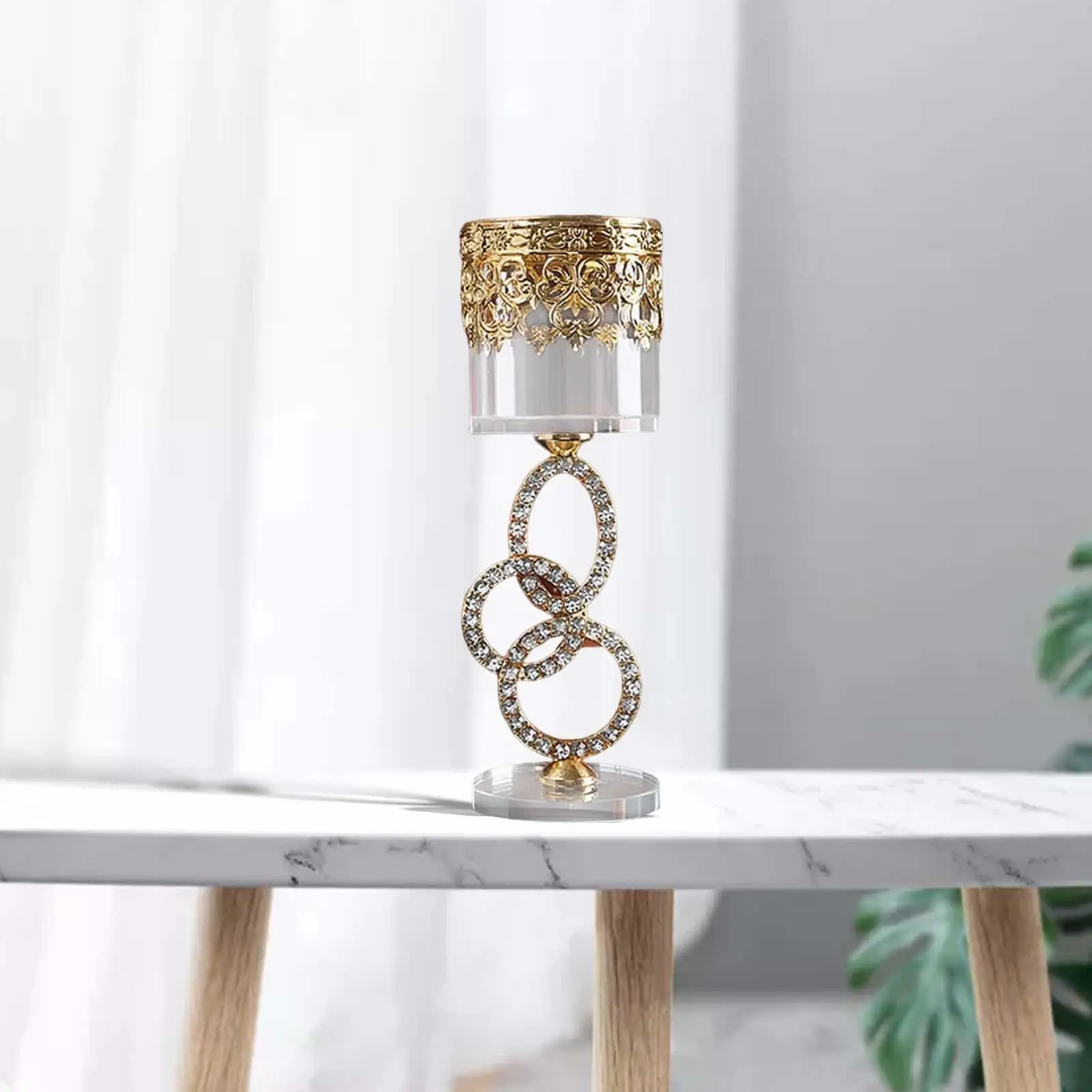 Cylinder Circle Glass Crystal Candlestick Candle Holders Tea Light Holder Candelabra for Home Christmas Table Centerpiece Decor