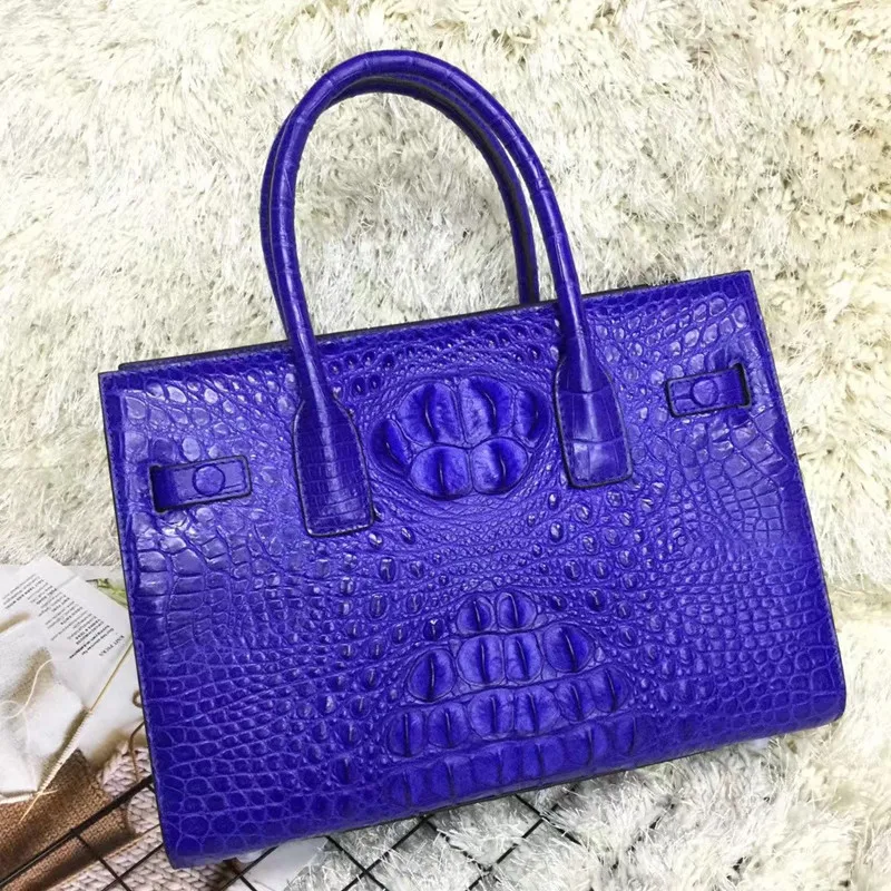 Genuine Alligator Skin Key Lock Closure Lady Small Blue Handbag Authentic  Crocodile Leather Women Flap Purse Cross Shoulder Bag - AliExpress