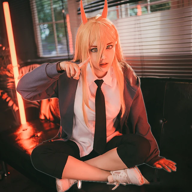 Anime Chainsaw Man Power Cosplay Costume Outfit + Cosplay Wig