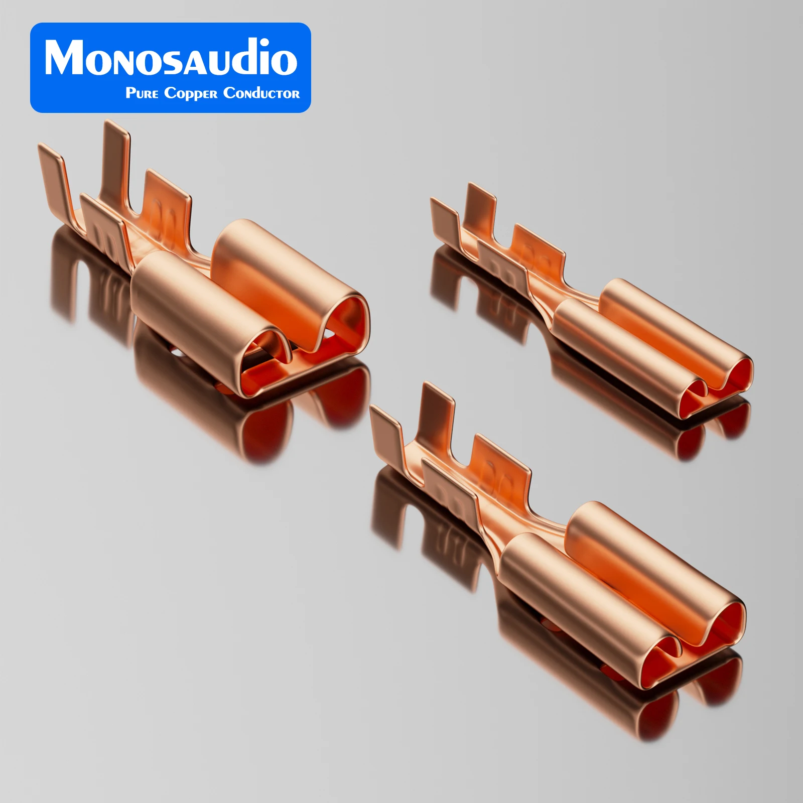 Monosaudio flacher Steckkabelschuh, vergoldet/rhodiniert, Draht-Ohr-Einsatz, Zungenbreite 6,3/4,8/2,8 mm, Kabelcrimp für IEC – Detail 19