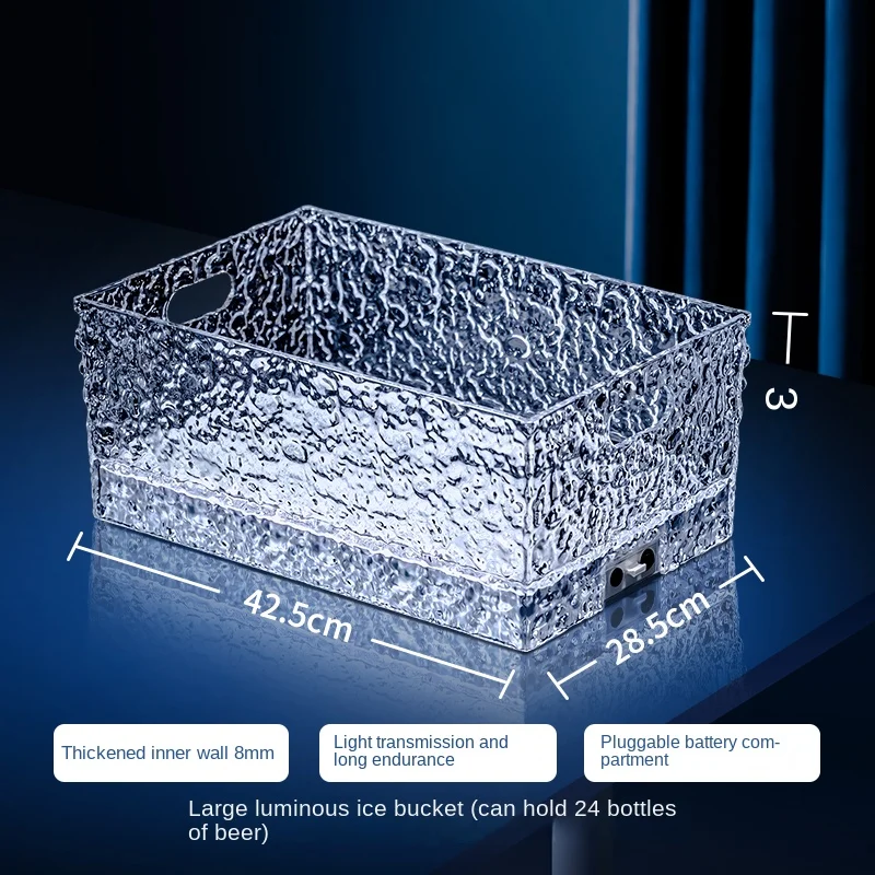 Hot LED Ice Bucket Bar Luminous Commercial Champagne Beer With Handle Large Capacity Night Party Wedding Christmas Rechargeable