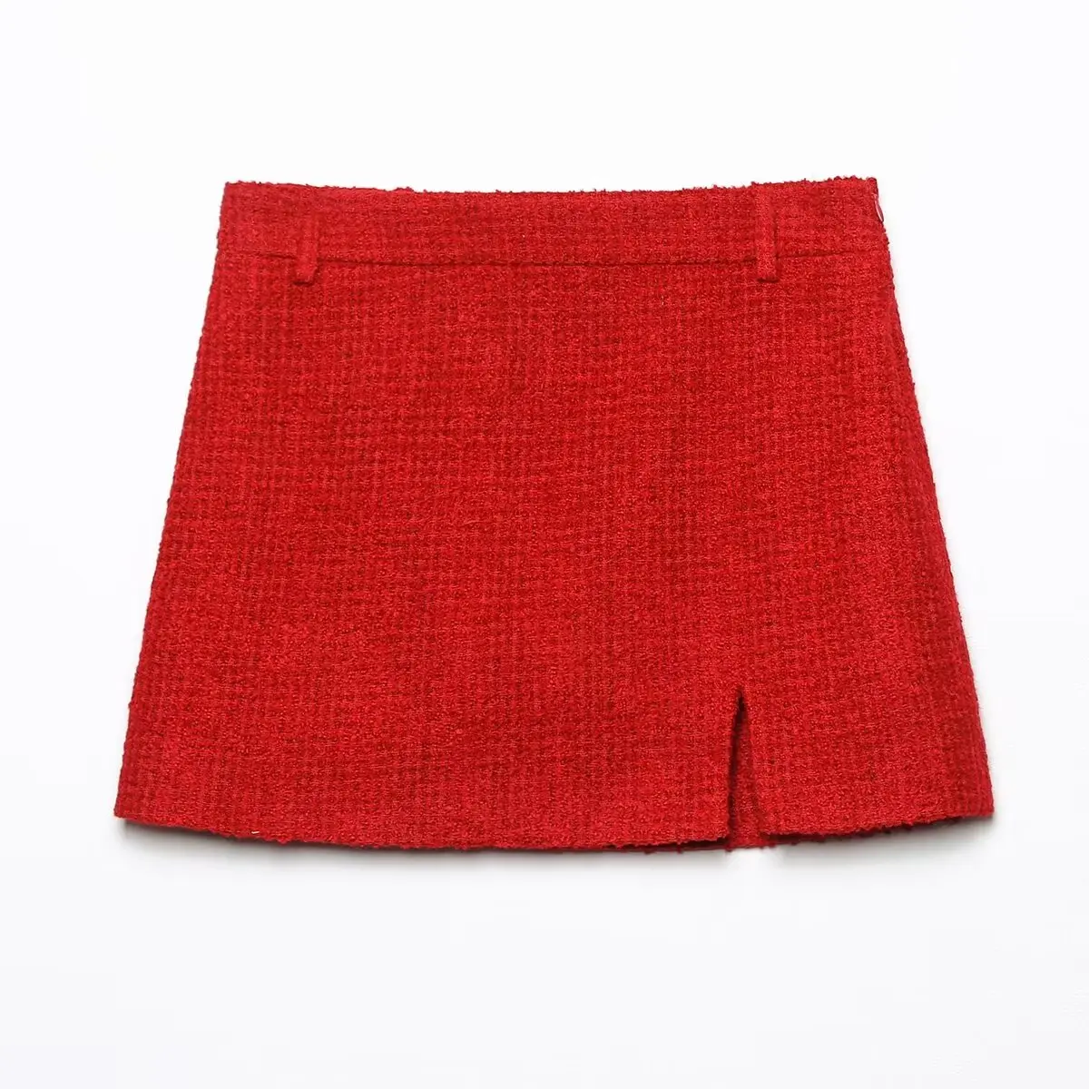 

Women New Fashion Split Design Textured Mini Skirt Vintage Mid-Waist Zipper Slim-Fit All-Match Casual Chic Female Skirts Mujer
