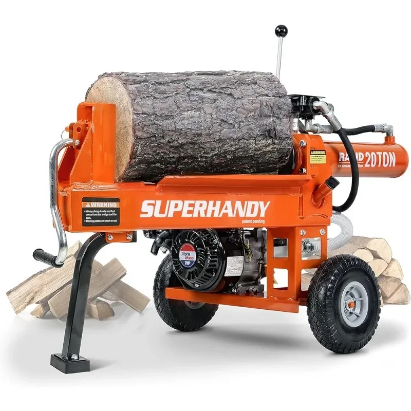 

Log Splitter Portable 20 Ton Rapid Auto Return Ram System Bucher Gear Pump 7HP Engine Horizontal Full Beam Steel Wedge