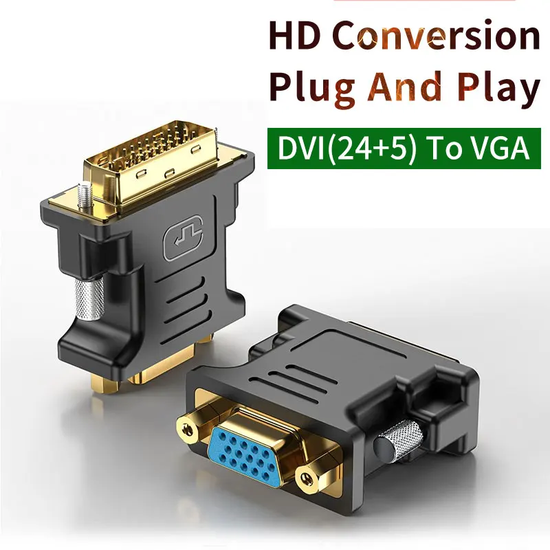 DVI to VGA Adapter DVI-I Male 24+5 pin to VGA Female 1080P Video Graphics Card Converter for HDTV PC Projector