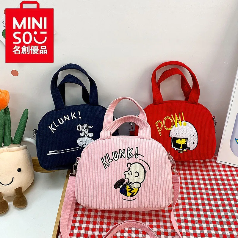 

MINISO Snoopy мультяшная милая плюшевая Вельветовая универсальная сумка через плечо контрастных цветов для девочек Сумка Детская подарок на день рождения