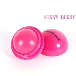 Fruit - Flavored Natural Lip Balm - Cute Round Ball for Kids & Baby Girls, Moisturizing and Nourishing (Strawberry)