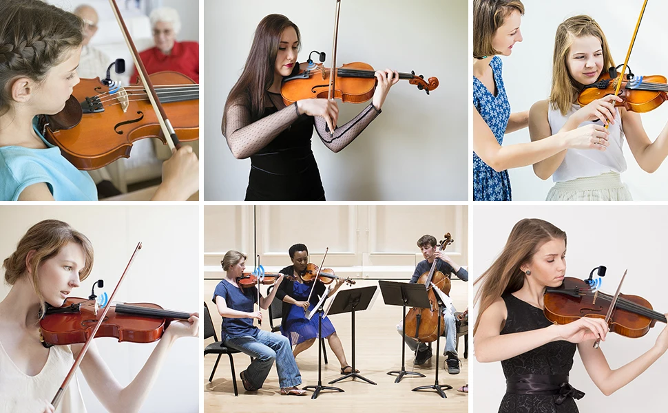 KIMAFUN Violin Microphone Wireless 2.4G Gooseneck Pick Up Instrument Clip-on Mic Receiver and Transmitter System for Violin