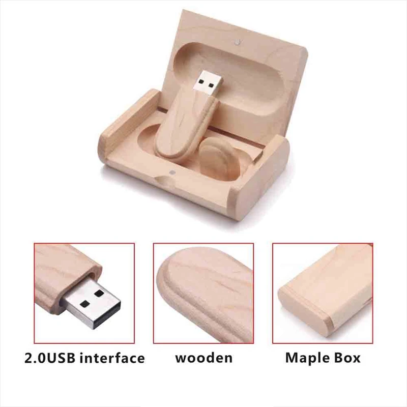 USB 플래시 드라이브 U 디스크 메모리 스틱, 외장 메모리, 나무 플래시 드라이브, 박스 포함, 휴대용 U 디스크