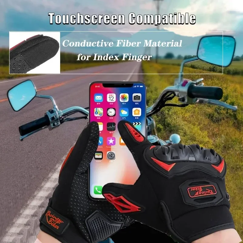 Breathable Touchscreen Hard Knuckle Motorcycle Riding Gloves