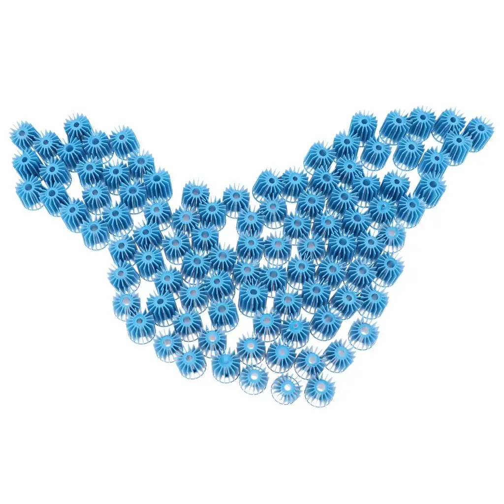 100 x Aquarium Bio Balls Filter Media Bag for Wet/Dry Koi Fish Ponds, Fishtank for Efficient Biological Filtration Blue