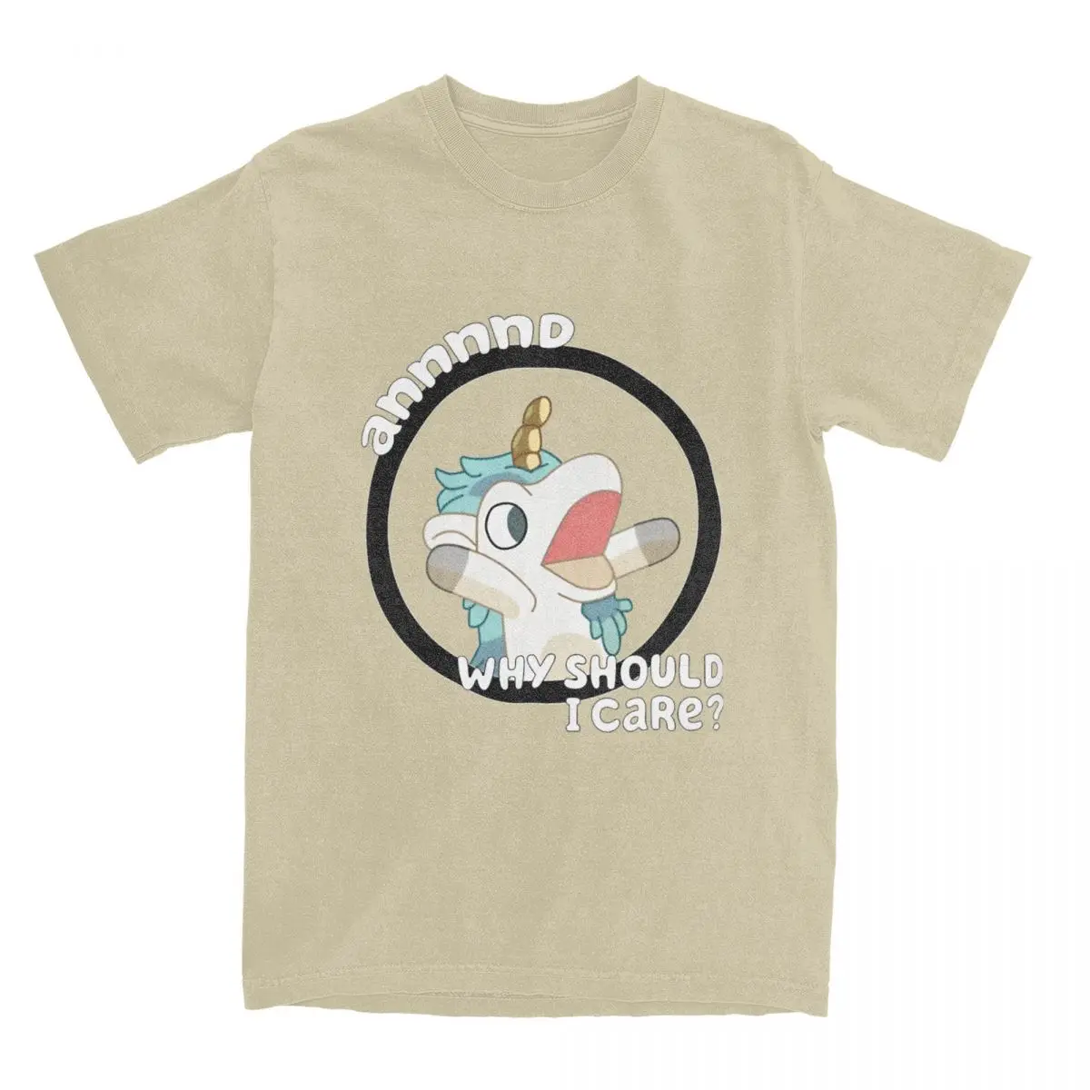 Whimsical Blue Unicorn Graphic Cotton T-Shirt - Casual Beach Novelty Short Sleeve Tee