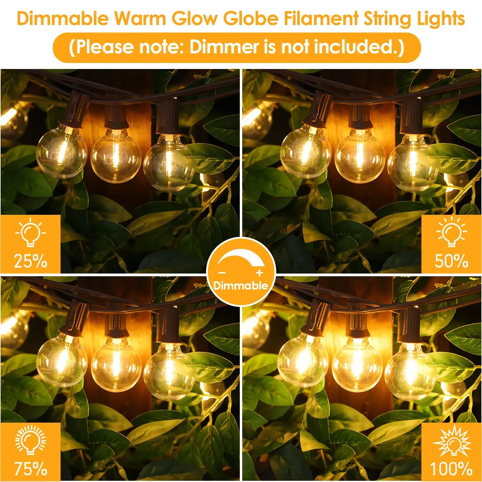 Addlon Stringa Di Luci LED Per Esterni 14,6 M – 16 Lampadine S14 Infrangibili, IP65 Impermeabile, Bianco Caldo, Collegabili Fino A 34 Set
