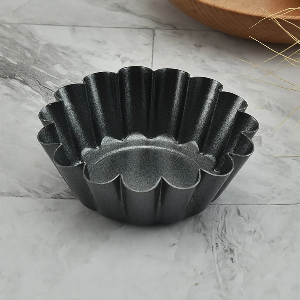 

8piece Wide Application Reusable Egg Tart Molds For Versatile Cooking Carbon Steel Tart Molds