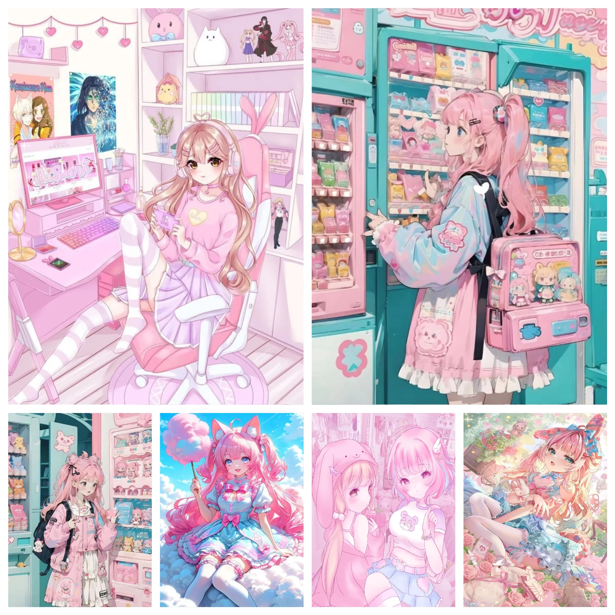 샵걸 그림 모자이크 자수 벽 예술 공예품 풀 크리스탈 5D DIY 다이아몬드 페..