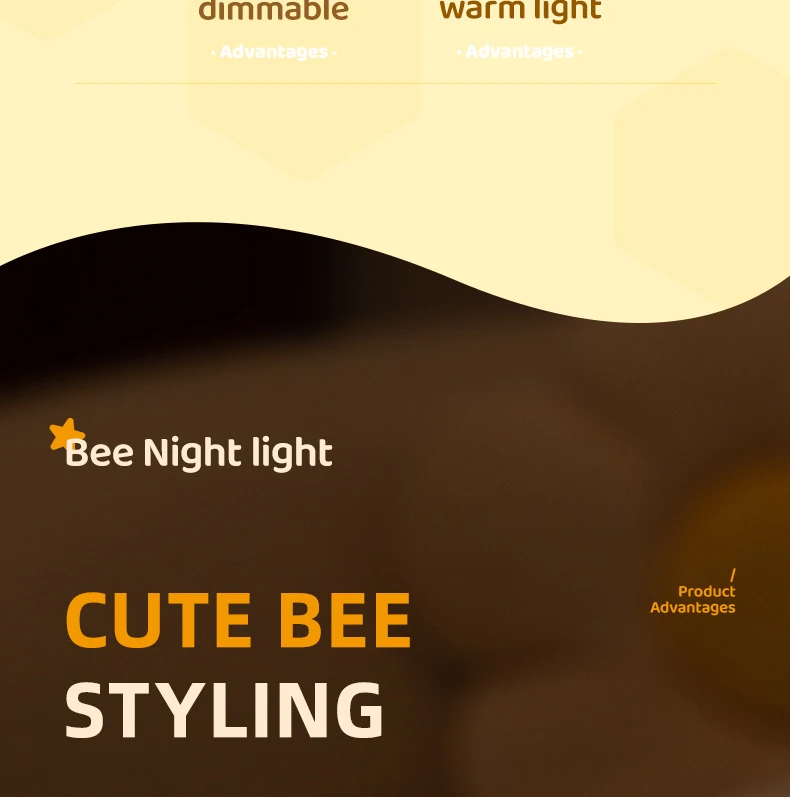LED Night Lights Bee Creative Bedside Room Decoration Atmosphere LED Light Desk Lamp Nightlight for Kids Christmas Birthday Gift
