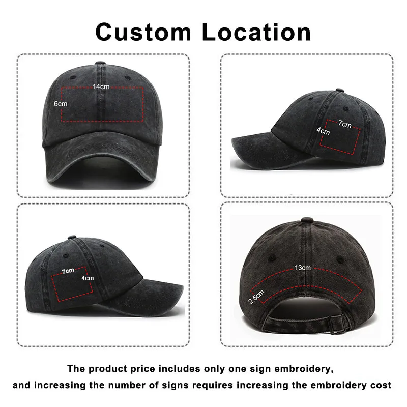 Custom Logo Washed Cotton Baseball Cap Personalized Embroidery Men'S Women Dad Hat Monogram Team Party Gorras 3