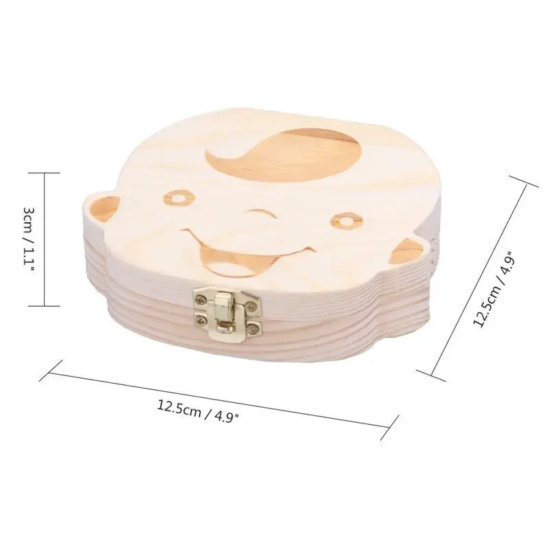 Wooden Tooth Box 1pc-Baby Tooth Box Spanish Wooden Kids Milk Teeth Organizer Storage Boys Girls Baby Souvenirs Gifts Keepsakes