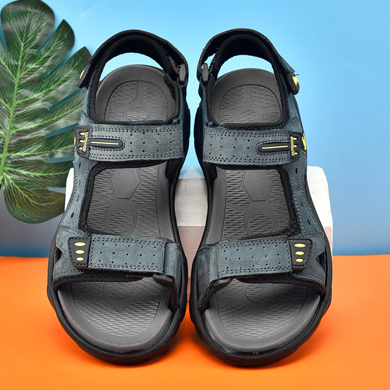 New Summer Men Genuine Leather Sandals Classic Casual Shoes Men Outdoor Beach Sandals Roman Summer Men's Water Shoes Size 38-46 6